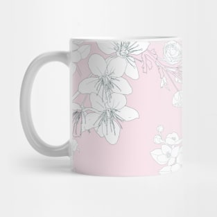 Flowers pattern with Birds in pastel color line art. Mug